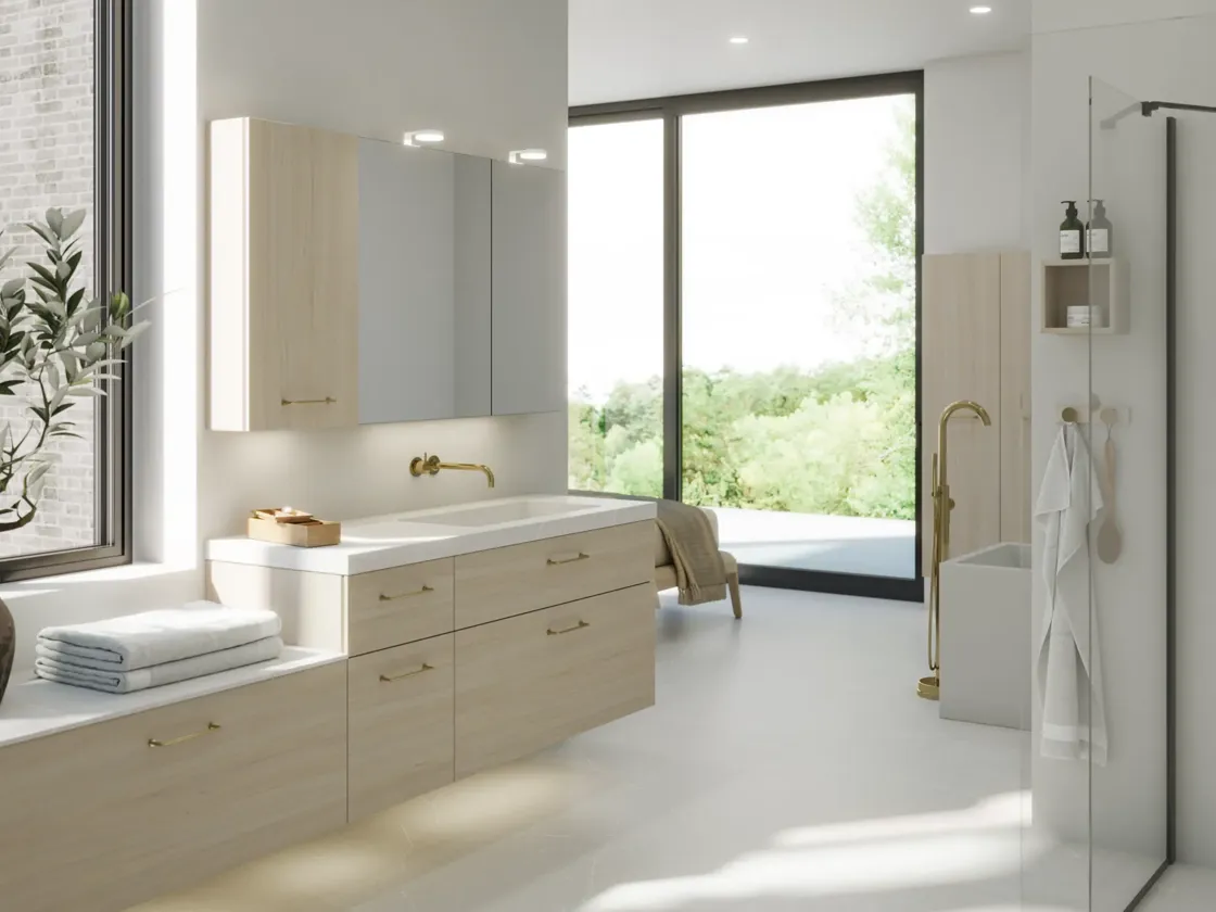 Moderne, lyst bad med badekar