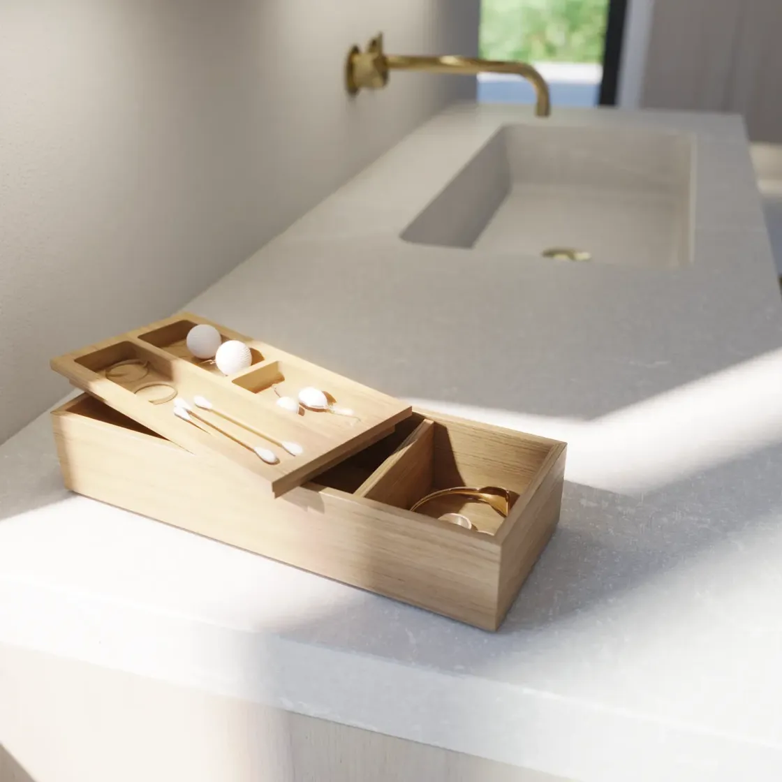 Baderomsinnredning i tre.