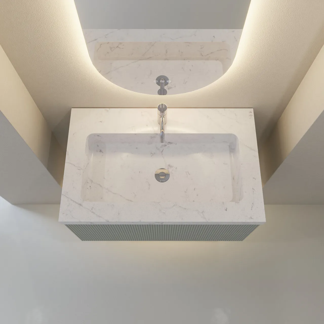 Moderne servant med marmor og lys